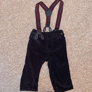 Koala kids black corduroy pants and suspenders